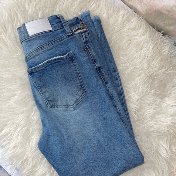 Pistola Fringe Hem Straight Leg Jeans Blue 
High Rise. - Picture 9 of 10